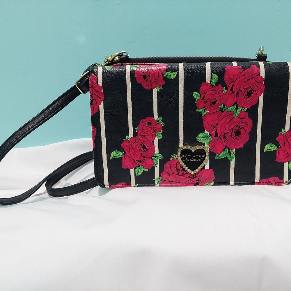 Betsey Johnson Roses & Stripes Purse